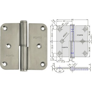 PAUMELLE GAUCHE 80X80 - INOX RF 60 MIN - ARGENTA