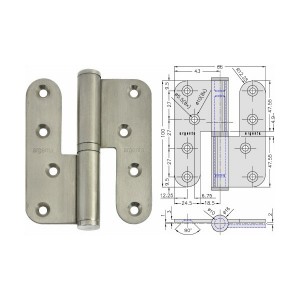 PAUMELLE DROITE 100X86A - INOX RF 60 MIN - ARGENTA