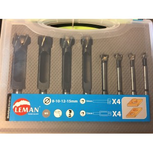 Coffret 4 mèches à bouchonner - LEMAN 210.500.08 - Ø 8 à 15 mm